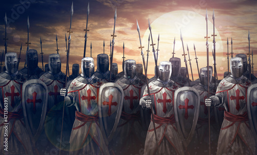 general leading crusaders knights into war	
 photo