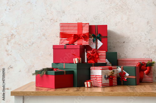 Different gift boxes on woo...