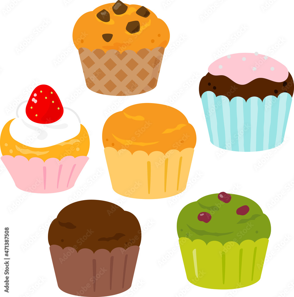 いろいろなマフィンのイラストセット Stock Vector Adobe Stock