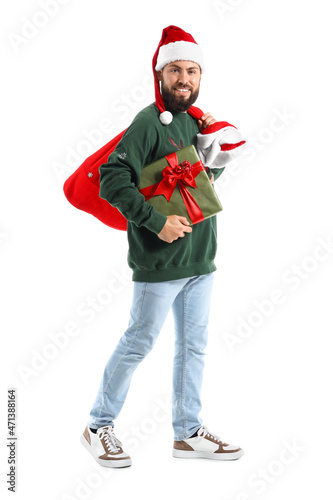 Walking man with Santa bag ...