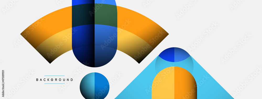 Geometric abstract background. Round shapes, circles, lines composition for wallpaper banner background or landing page