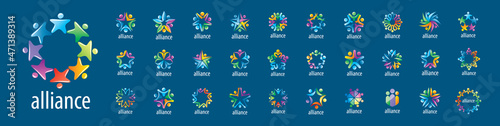 A set of vector Alliance logos on a blue background