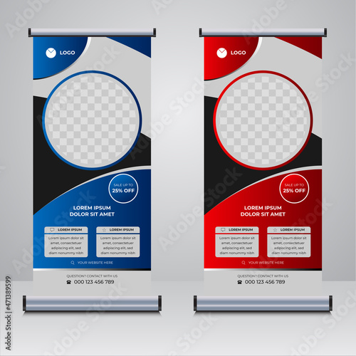 Creative business advertisement roll up banner design template