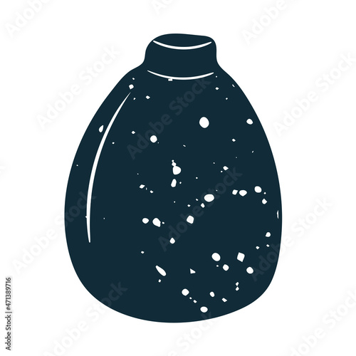 ceramic vase in doodle style. black and white stylish graphics