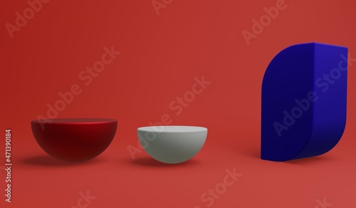 3d rendering, Minimalist abstract background, primitive geometrical figures