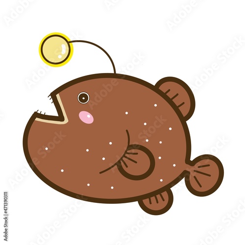 イラスト素材　海の生き物　アンコウ