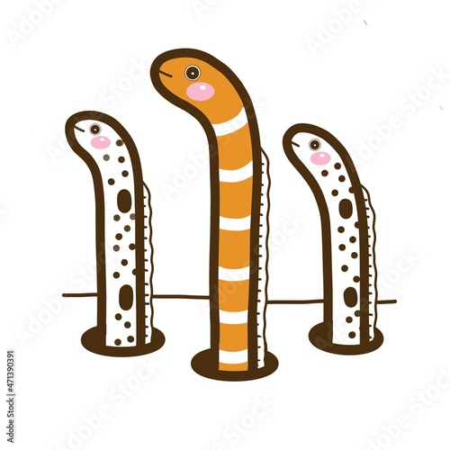 イラスト素材　海の生き物　チンアナゴ