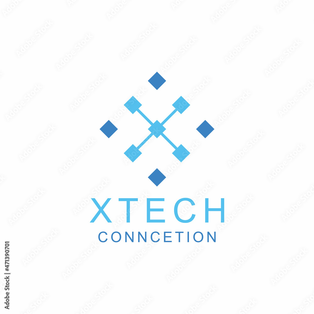 Obraz premium Letter x digital network logo Technology app