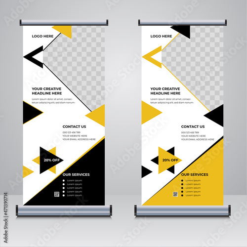 Business agency roll up banner design template vector