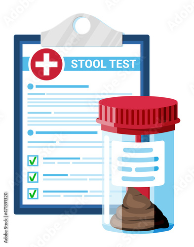 Stool Test Tube, Medical Form with Results