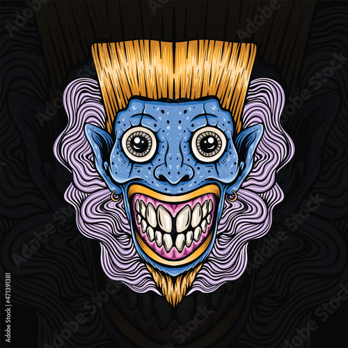 colorful t shirt design hand drawn clown devil