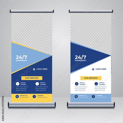 Medical company roll up banner design template vector