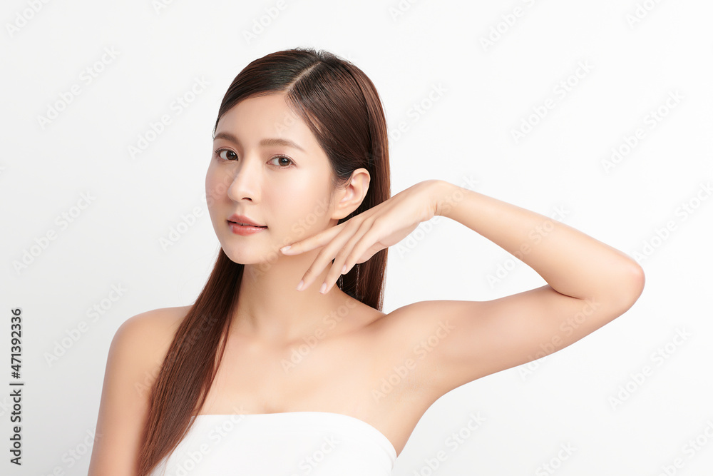 Beautiful young asian woman with clean fresh skin on white background, Face care, Facial treatment, Cosmetology, beauty and spa, Asian women portrait. Beautiful young asian woman with clean fresh skin on white background, Face care, Facial treatment, Cosmetology, beauty and spa, Asian women portrait.