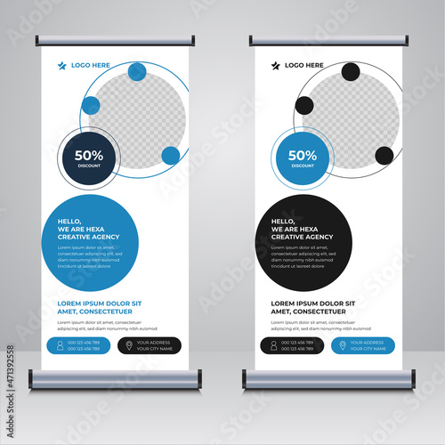 Stylish business roll up banner design template vector