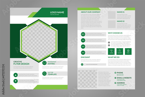Corporate business template with professional amp minimal design in green color Premium Vector