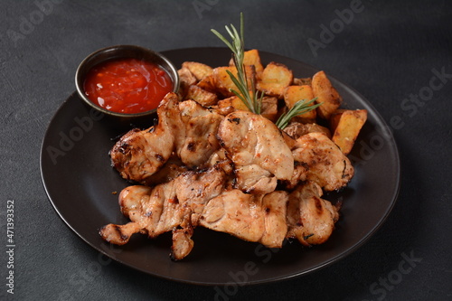 Quadro em tela Grilled Marinated boneless skinless chicken thighs((Pargiot)
