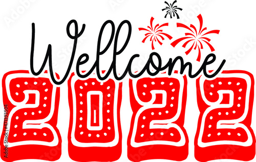 Happy New Near Lettering typography vector photo