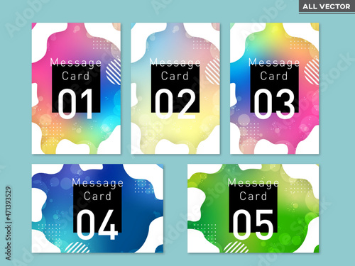 流体 曲線 現代的なグラデーションビジネスカード 背景セット レインボーカラー　オシャレ