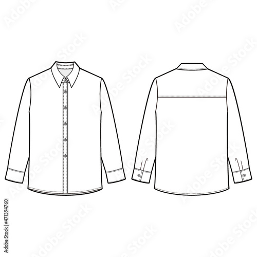 Shirts Fashion Flat Sketch Size