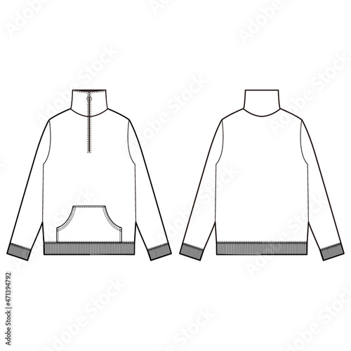 Anorak Fashion Flat Sketch Template