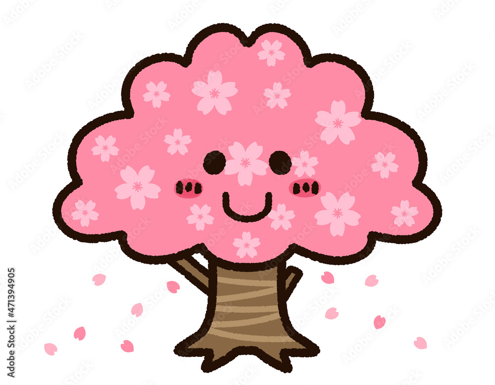 かわいい桜の木のキャラクター