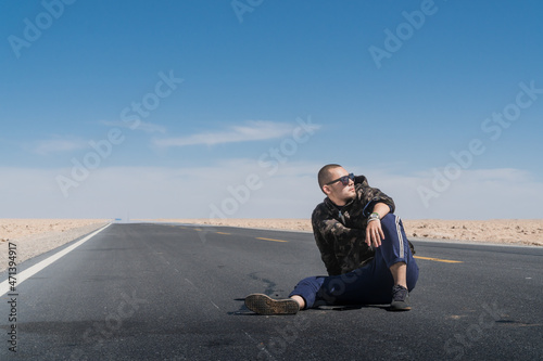 A man traveling in Xinjiang, China