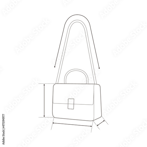 Bag Handbag Fashion Flat Sketch Size