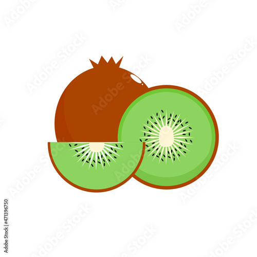 Kiwi fruit vector. Simple kiwi fruit clipart or icon.