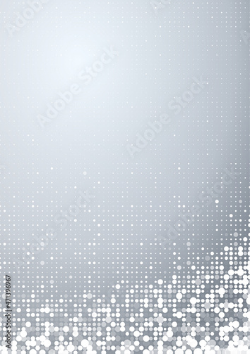 ランダムな白い水玉とシルバーグラデーションの背景画像