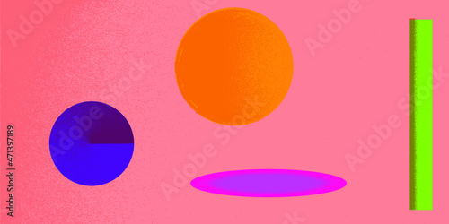 Distorted geometric shapes . Minimal art design . Noise destroyed circle logo . Trendy defect error shapes . Graph print texture .Spray effect .Grunge texture . Distressed element .vector 
