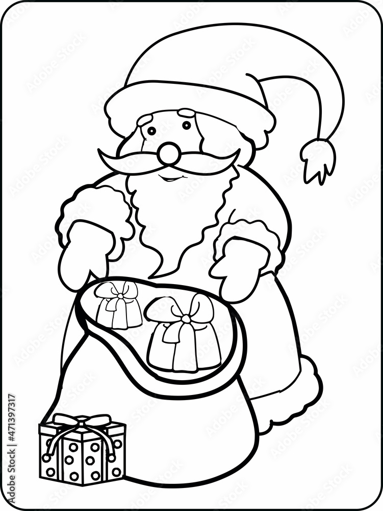 Fototapeta premium Christmas coloring page Shanta, Santa vector for KDP books