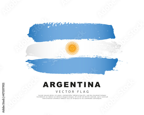 Argentina flag. Hand drawn blue and white brush strokes. Vector illustration isolated on white background.