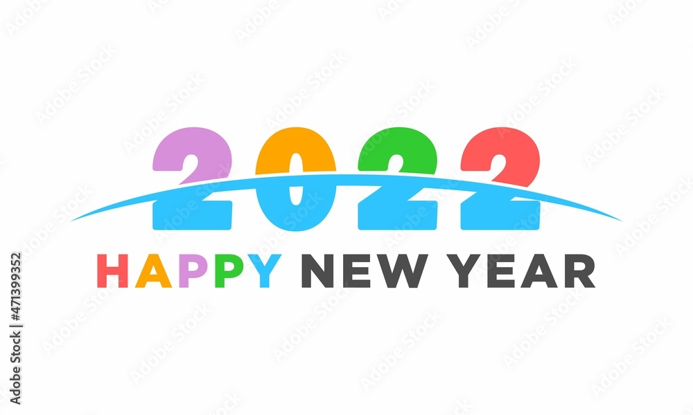 Colorful happy new year 2022 vector design