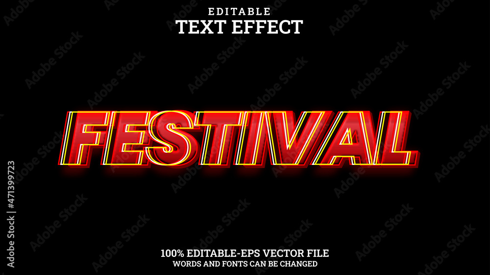 Fototapeta premium 3D Text Effect Editable Festival Premium Vector
