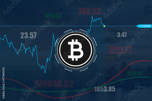 Bitcoin chart candles, vector illustration. Stock market international trade concept on screen