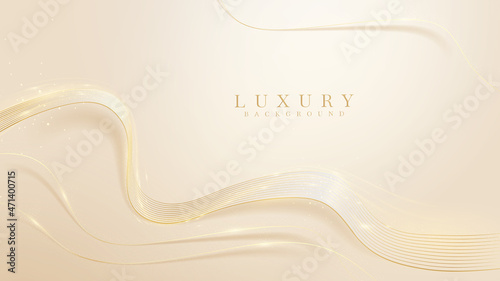 Luxury background with glitter golden lines elements, Banner cover design.