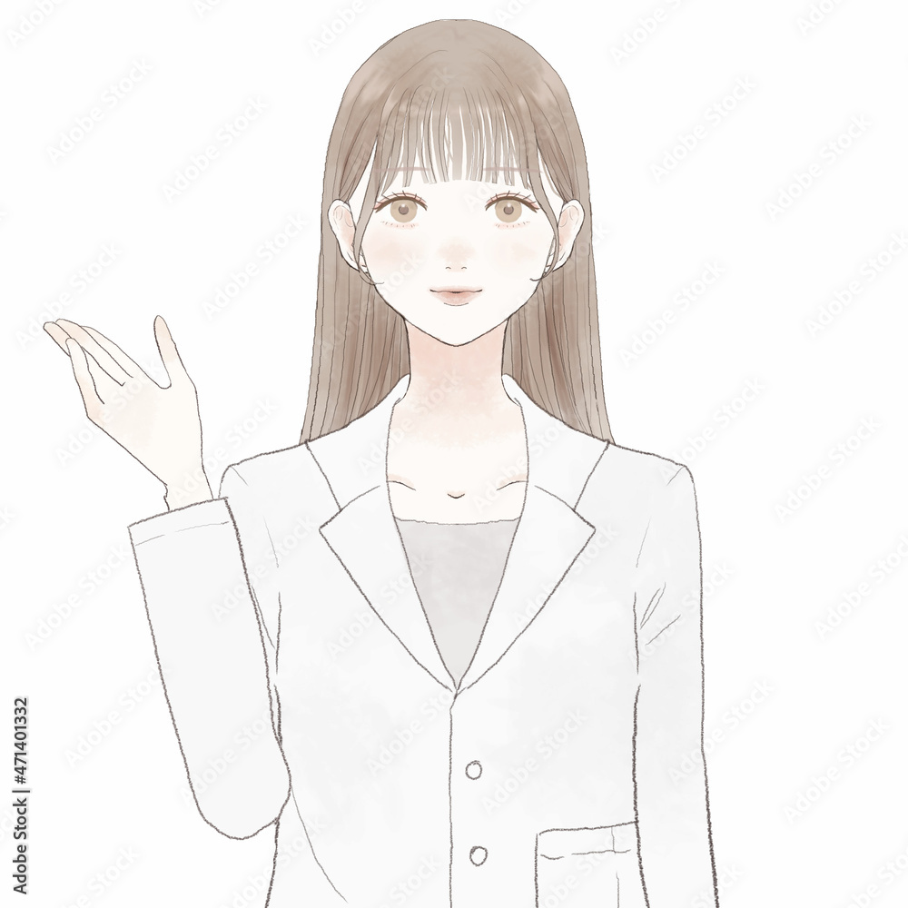 案内している女性医師 案内している女性医師