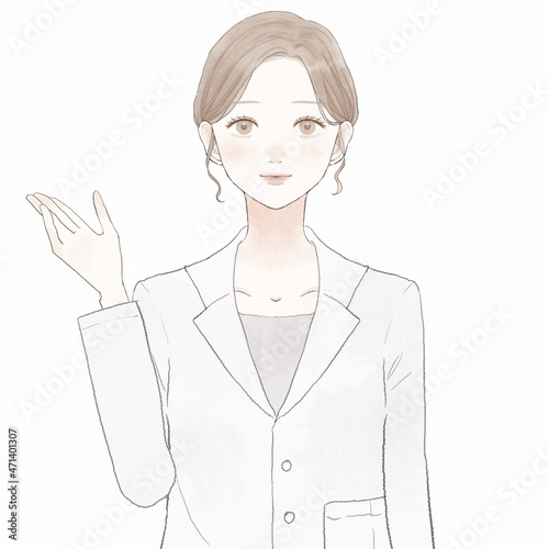 案内している女性医師