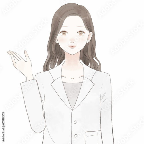 案内している女性医師
