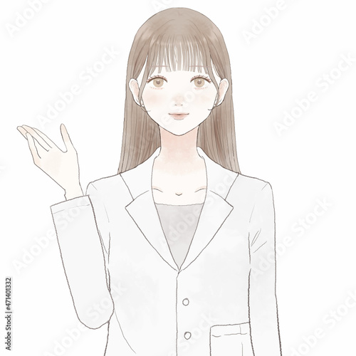 案内している女性医師