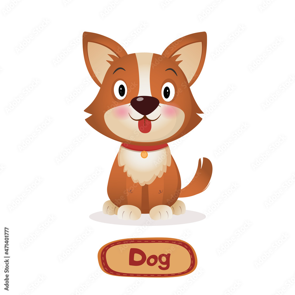 Illustration of little cute dog corgi with signature text on white Background Illustration of little cute dog corgi with signature text on white Background