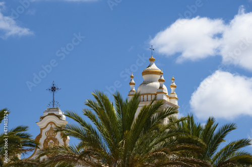 bell tower of Church of Our Lady of Conception in Portimao, Algarve, Portugal