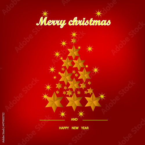 christmas card with christmas tree, Christmas banner. Background Xmas design Red Christmas Background with Border made Red