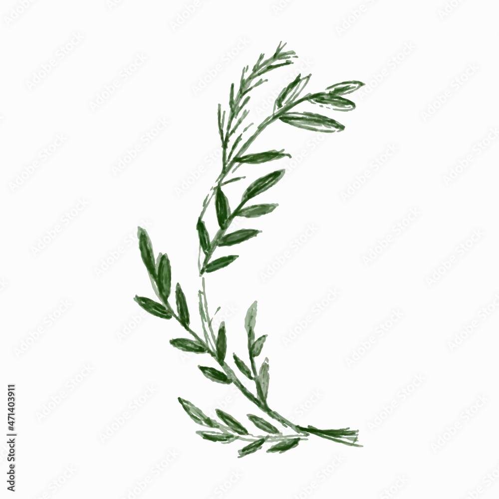 Fototapeta premium Illustration watercolor christmas wreath. green botanical branch