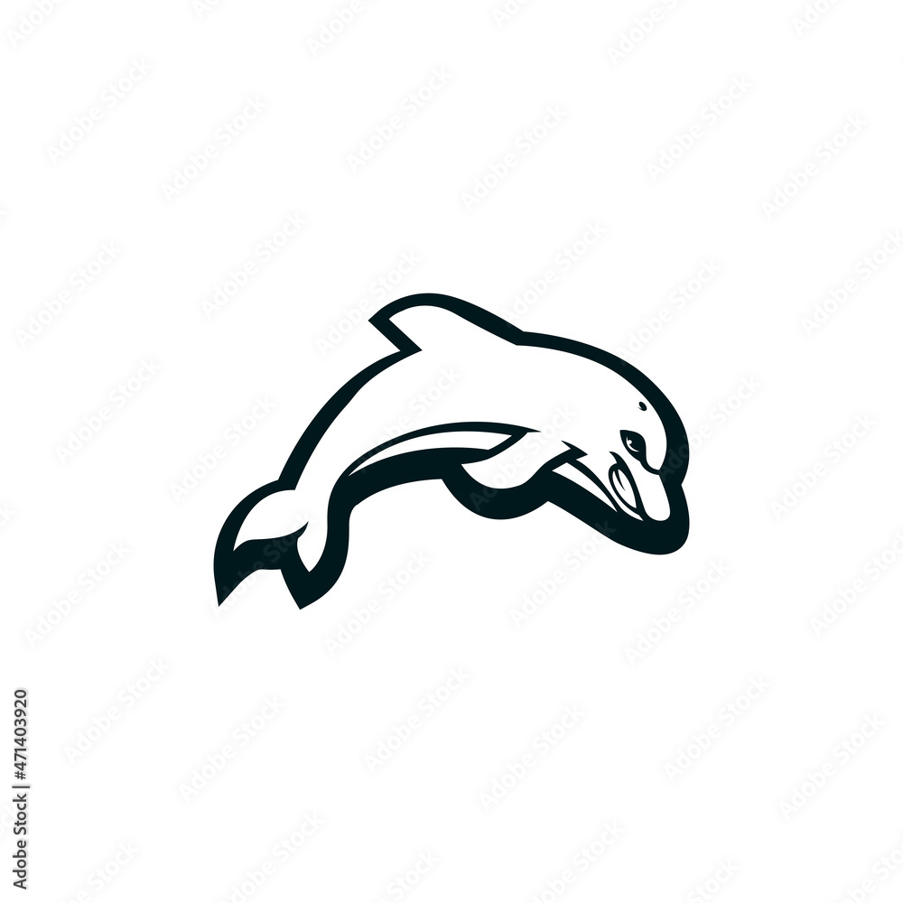 Fototapeta premium Dolphin mascot logo silhouette version