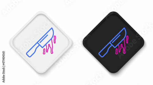 Line Bloody knife icon isolated on white background. Cutlery symbol. Happy Halloween party. Colorful outline concept. Vector