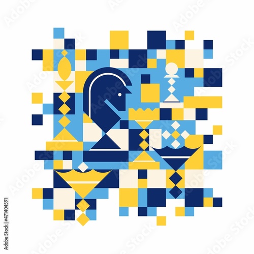 Chess vector illustration on a white background. Abstract geometric style.