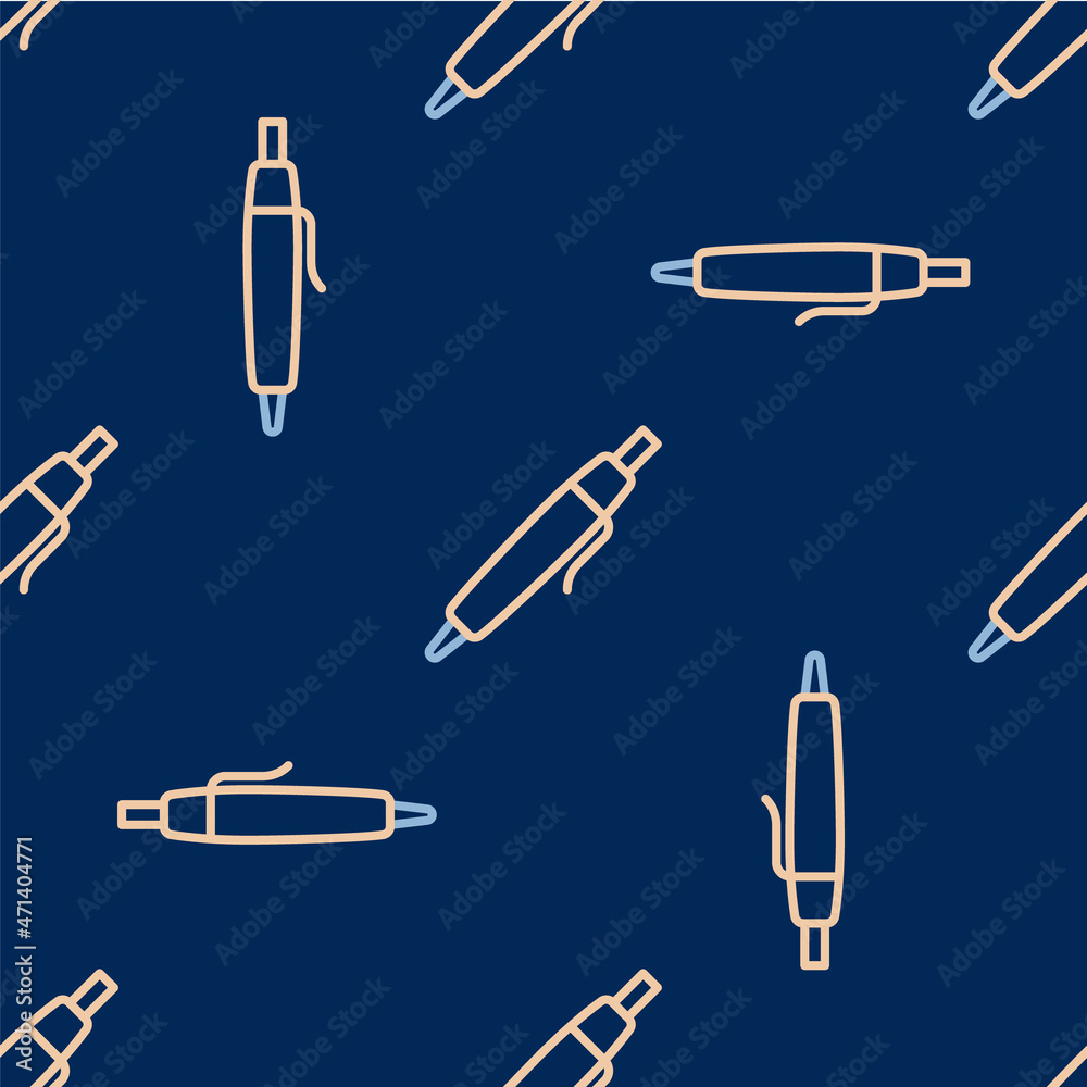 Line Pen icon isolated seamless pattern on blue background. Vector Line Pen icon isolated seamless pattern on blue background. Vector