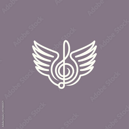 wings and music logo. vector illustration for business logo or icon