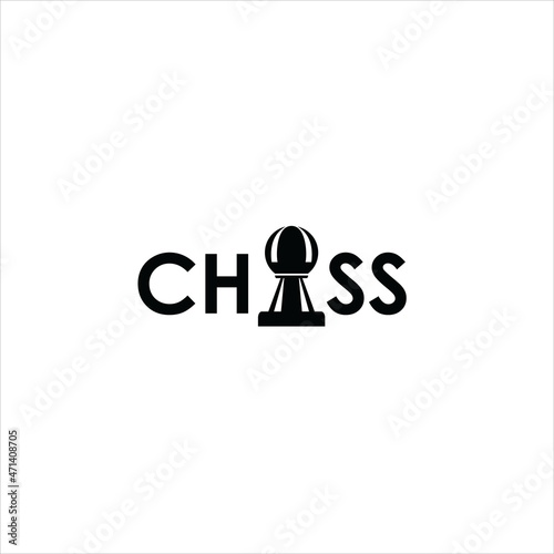 word chess logo vector template pawn